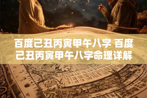 百度己丑丙寅甲午八字 百度己丑丙寅甲午八字命理详解
