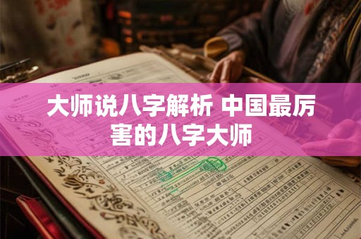 大师说八字解析 中国最厉害的八字大师