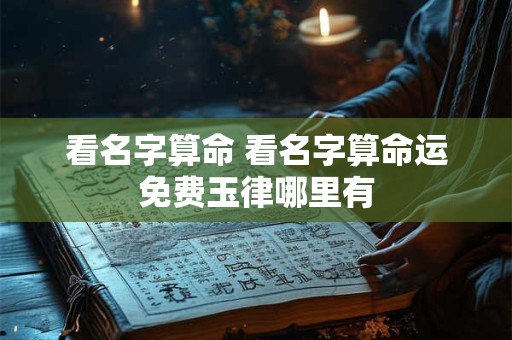 看名字算命 看名字算命运免费玉律哪里有