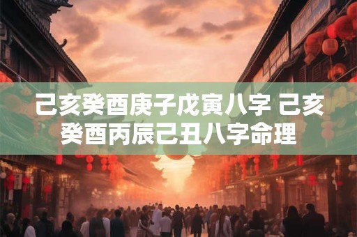 己亥癸酉庚子戊寅八字 己亥癸酉丙辰己丑八字命理