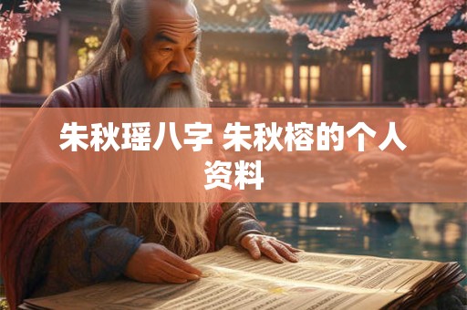 朱秋瑶八字 朱秋榕的个人资料