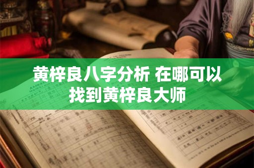 黄梓良八字分析 在哪可以找到黄梓良大师