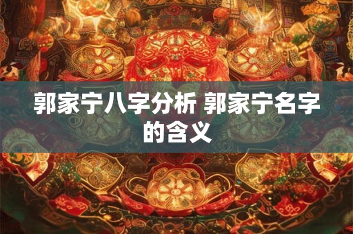郭家宁八字分析 郭家宁名字的含义