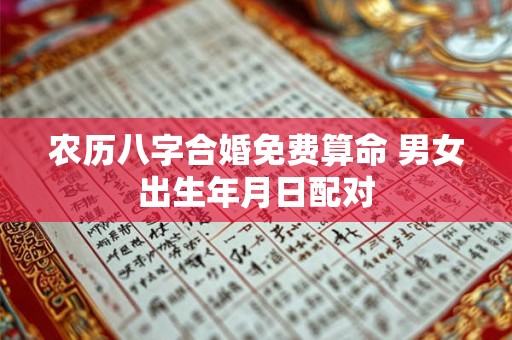 农历八字合婚免费算命 男女出生年月日配对