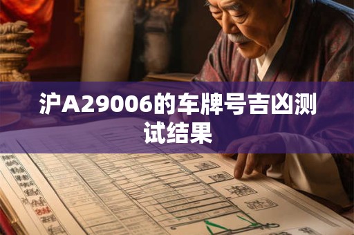 沪A29006的车牌号吉凶测试结果