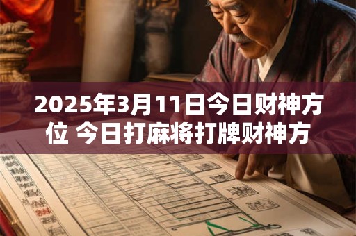 2025年3月11日今日财神方位 今日打麻将打牌财神方位！
