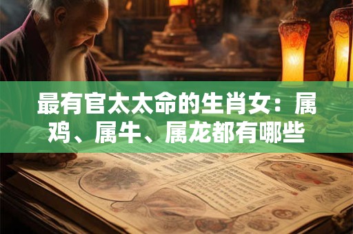 最有官太太命的生肖女：属鸡、属牛、属龙都有哪些