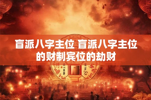 盲派八字主位 盲派八字主位的财制宾位的劫财