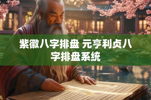 紫徽八字排盘 元亨利贞八字排盘系统