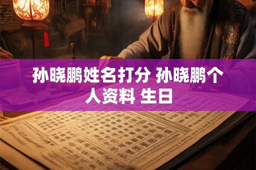 孙晓鹏姓名打分 孙晓鹏个人资料 生日