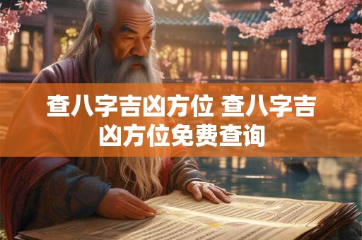 查八字吉凶方位 查八字吉凶方位免费查询