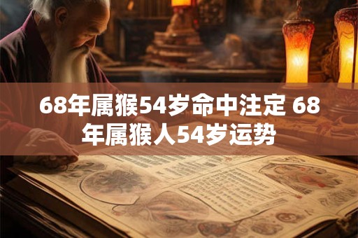 68年属猴54岁命中注定 68年属猴人54岁运势