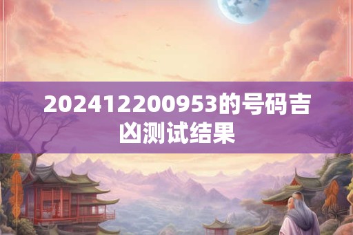 202412200953的号码吉凶测试结果
