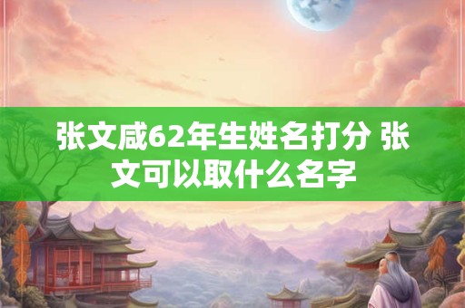 张文咸62年生姓名打分 张文可以取什么名字