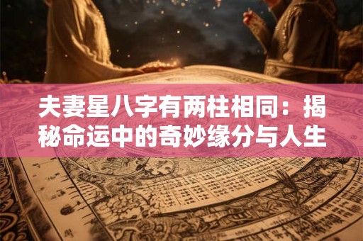 夫妻星八字有两柱相同:揭秘命运中的奇妙缘分与人生策略 夫妻星八字有两柱相同:揭秘命运中的奇妙缘分与人生策略