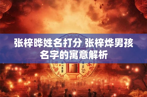 张梓晔姓名打分 张梓烨男孩名字的寓意解析