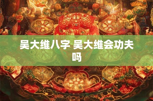 吴大维八字 吴大维会功夫吗