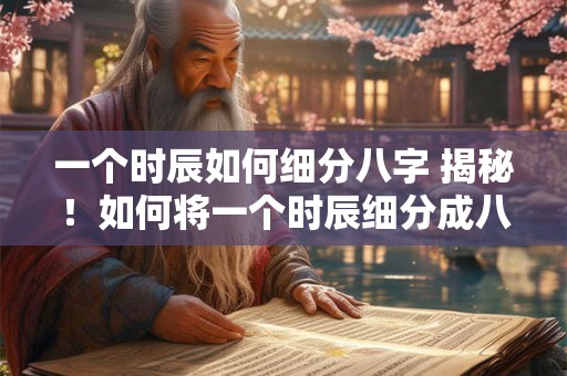 一个时辰如何细分八字 揭秘！如何将一个时辰细分成八字