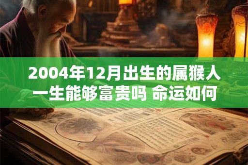 2004年12月出生的属猴人一生能够富贵吗 命运如何