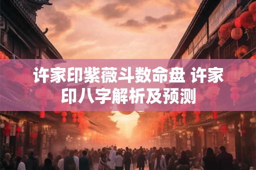 许家印紫薇斗数命盘 许家印八字解析及预测