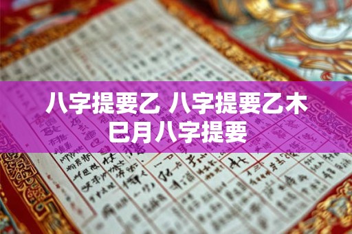 八字提要乙 八字提要乙木巳月八字提要