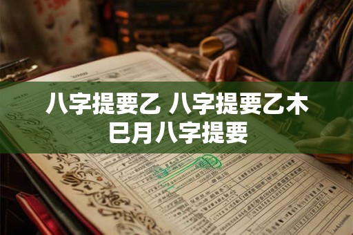 八字提要乙 八字提要乙木巳月八字提要