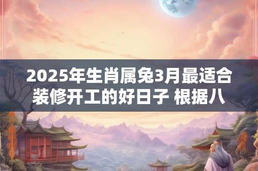 2025年生肖属兔3月最适合装修开工的好日子 根据八字查询