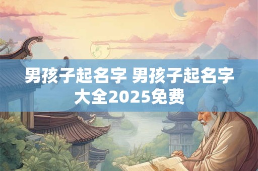 男孩子起名字 男孩子起名字大全2025免费