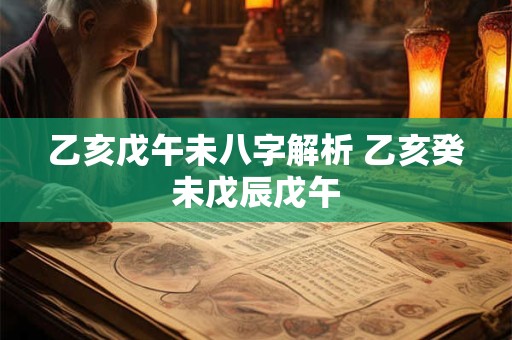 乙亥戊午未八字解析 乙亥癸未戊辰戊午