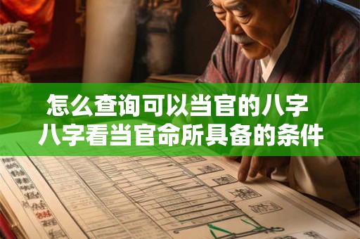 怎么查询可以当官的八字 八字看当官命所具备的条件汇集
