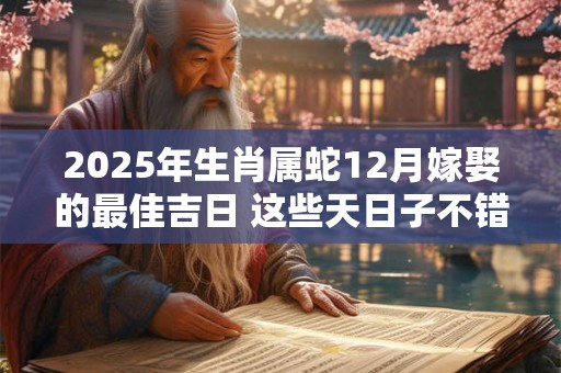 2025年生肖属蛇12月嫁娶的最佳吉日 这些天日子不错
