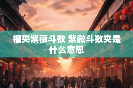 相夹紫薇斗数 紫微斗数夹是什么意思