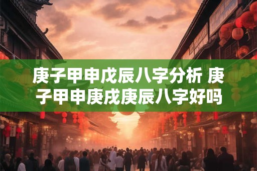 庚子甲申戊辰八字分析 庚子甲申庚戌庚辰八字好吗