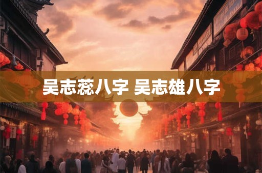 吴志蕊八字 吴志雄八字