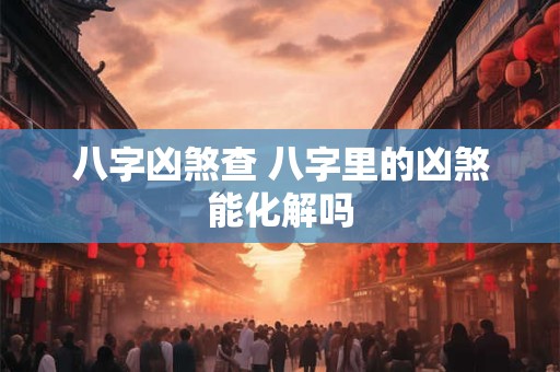 八字凶煞查 八字里的凶煞能化解吗