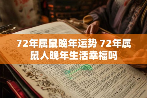 72年属鼠晚年运势 72年属鼠人晚年生活幸福吗