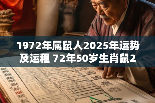 1972年属鼠人2025年运势及运程 72年50岁生肖鼠2025年每月运势