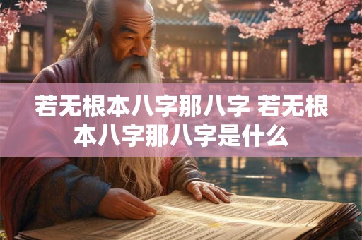 若无根本八字那八字 若无根本八字那八字是什么