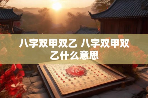 八字双甲双乙 八字双甲双乙什么意思
