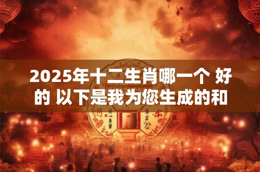 2025年十二生肖哪一个 好的 以下是我为您生成的和
