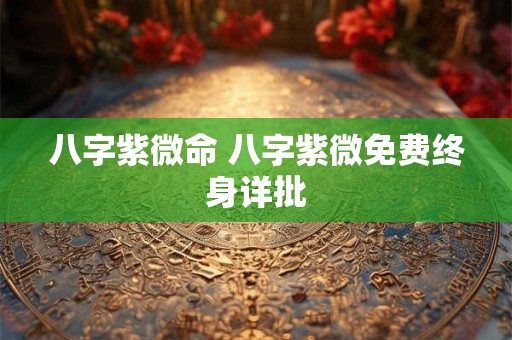 八字紫微命 八字紫微免费终身详批