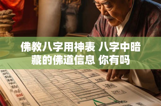 佛教八字用神表 八字中暗藏的佛道信息 你有吗