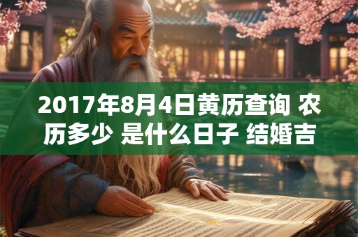 2017年8月4日黄历查询 农历多少 是什么日子 结婚吉时