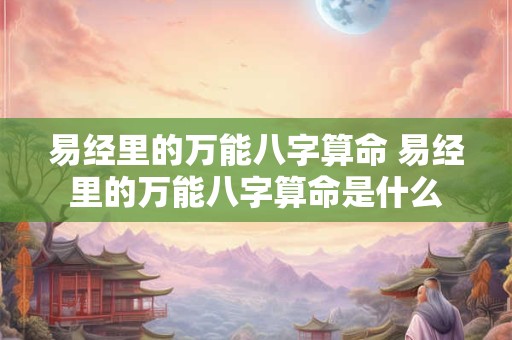 易经里的万能八字算命 易经里的万能八字算命是什么