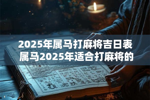 2025年属马打麻将吉日表 属马2025年适合打麻将的日子