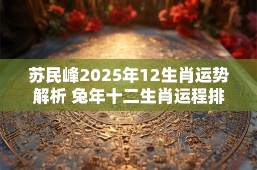 苏民峰2025年12生肖运势解析 兔年十二生肖运程排行榜
