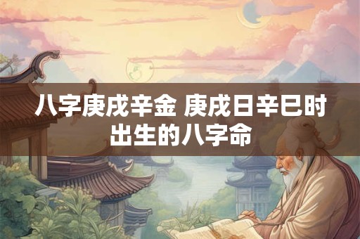 详细阅读:八字庚戌辛金 庚戌日辛巳时出生的八字命 八字庚戌辛金 庚戌日辛巳时出生的八字命