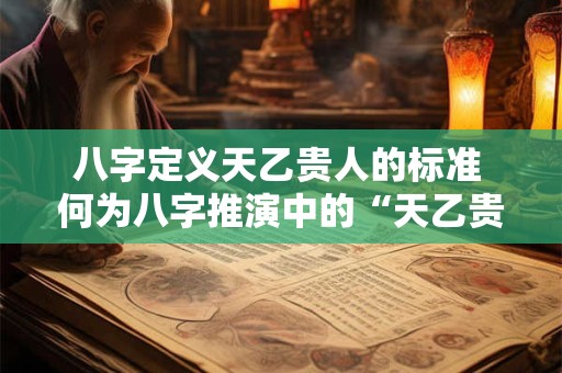 八字定义天乙贵人的标准 何为八字推演中的“天乙贵人”