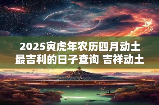 2026寅虎年农历四月动土最吉利的日子查询 吉祥动土日子
