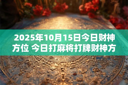2025年10月15日今日财神方位 今日打麻将打牌财神方位！